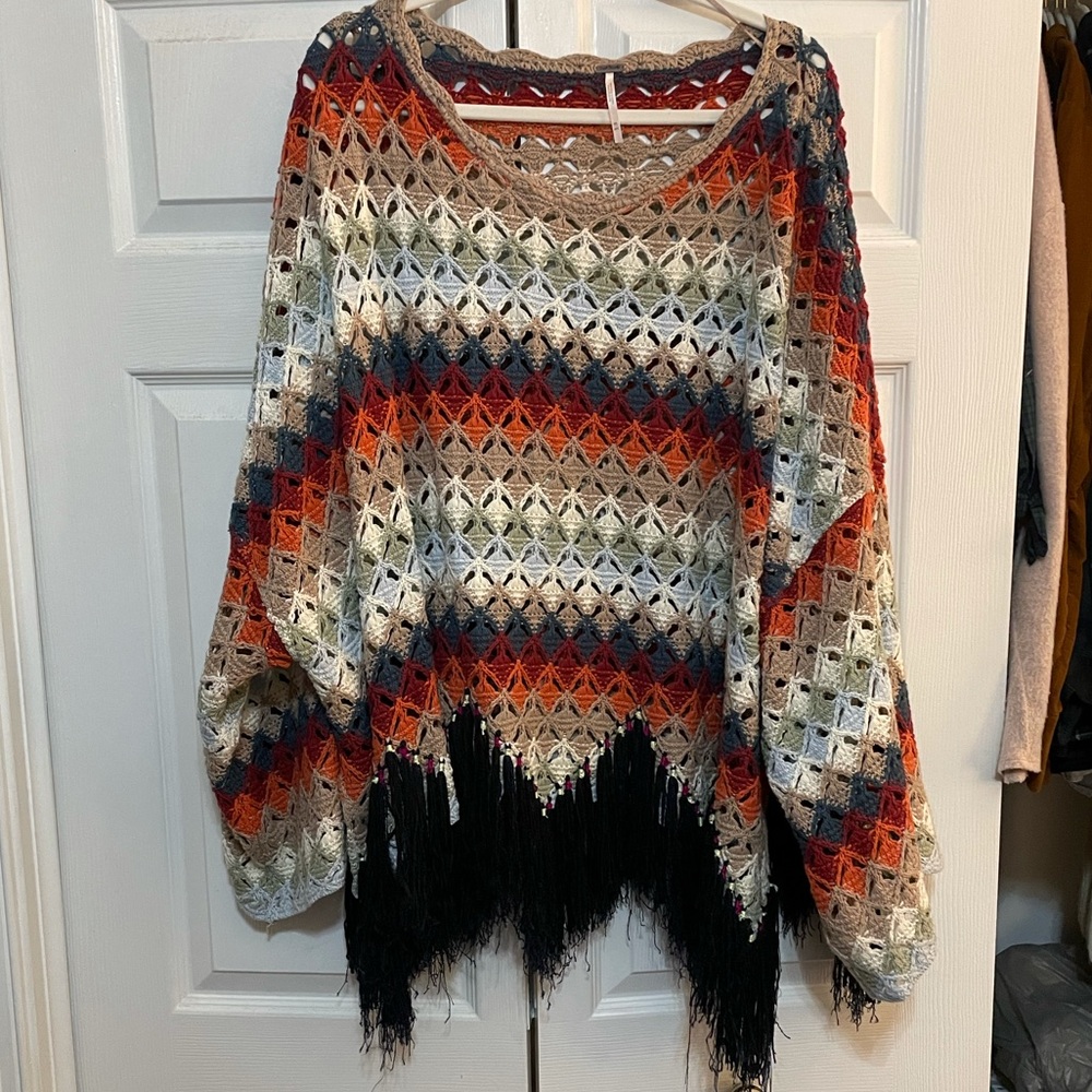 Free People Open Knit Poncho